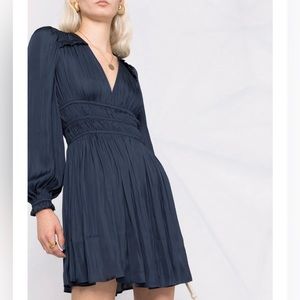 Maje Navy Flowing Satin dress